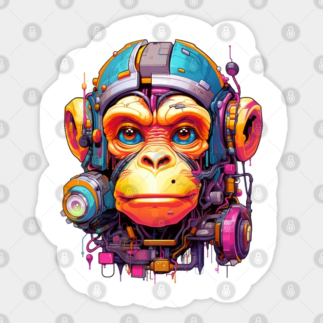 Cartoon monkey robot. T-Shirt, Sticker. Sticker by AndreKENO